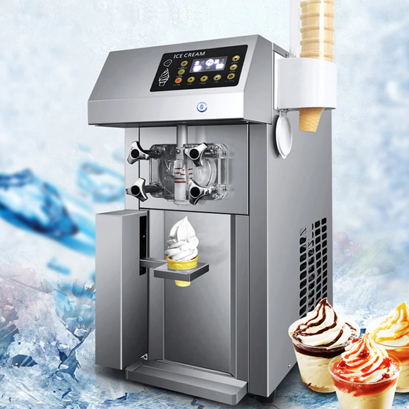 

Commercial Desktop Soft Serve Ice Cream Machine Vending Is Cold Fast And Power Saving Sweet Cone Makers