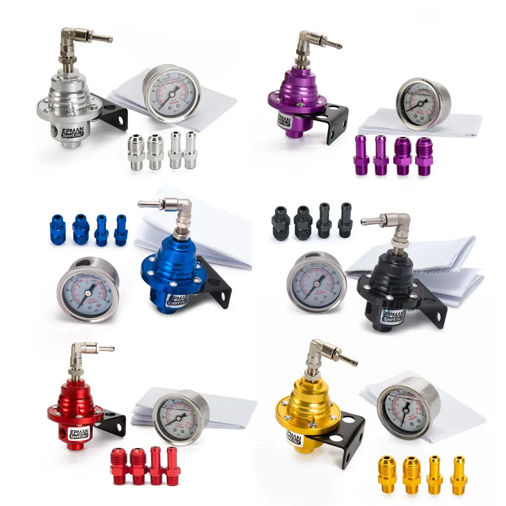 EPMAN Sport Adjustable Fuel pressure Regulator FPR Universal turbo+Liquid Gauge 0-160 Psi Universal For All Car TK-FPRT81S
