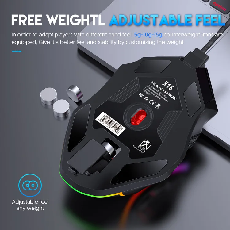 Peso Livre Macro Rgb Gaming Mouse 12 Teclas Programáveis Jogo Mouse Rgb Luz Max a Níveis para pc Mac Gun Pubg Laptop 12800dpi - Imagem 4