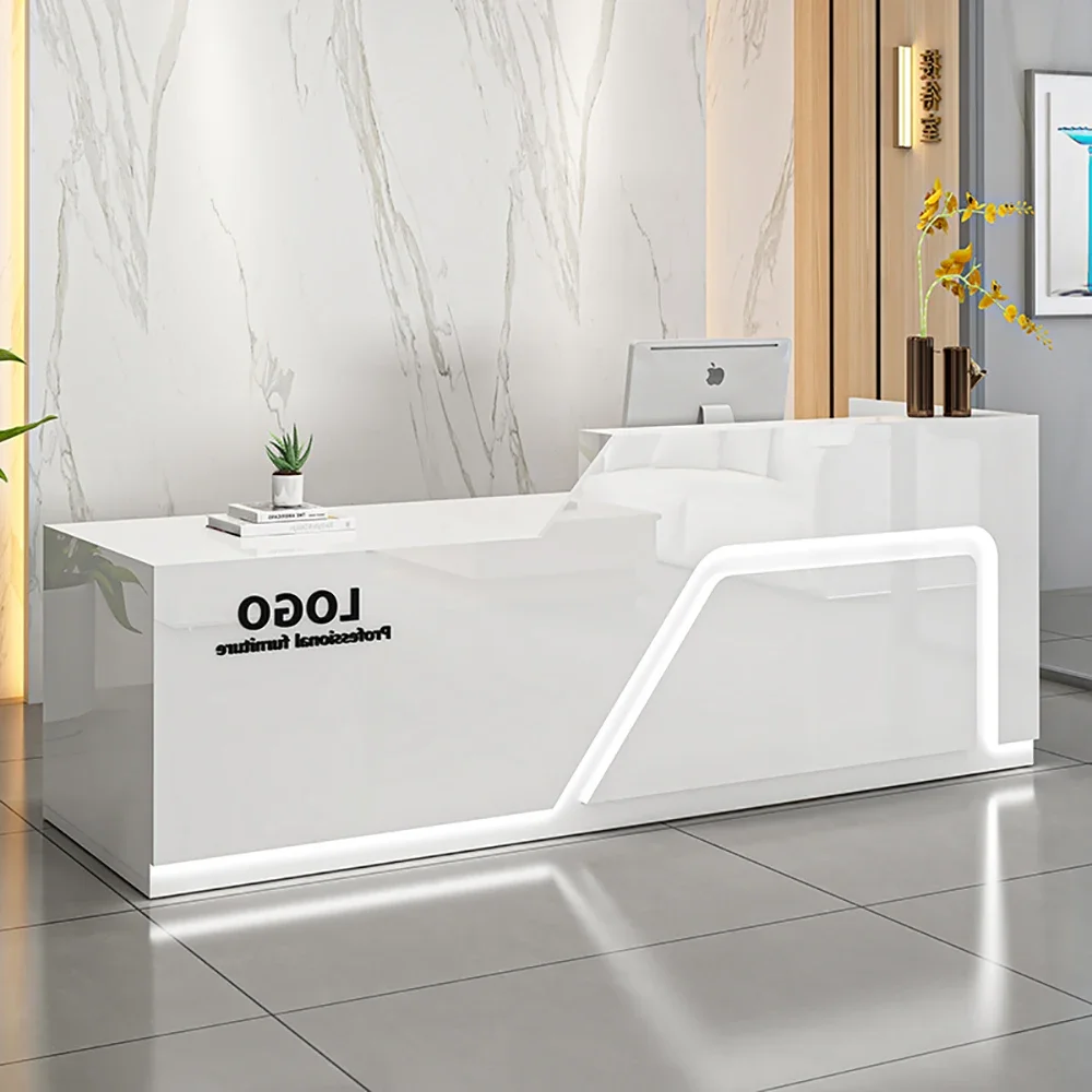 Trendy Simple Bar Counter Cabinet Wide Luxury Quality Elegant Reception Desk Modern Beauty Mostrador Commercial Furniture