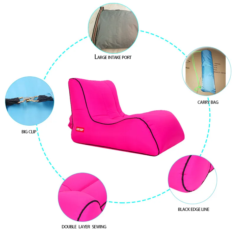 Portable Inflatable Sofa Lounger Air Chair for Backyard Lakeside Beach Traveling Camping Picnics Outdoor Couch Loungers