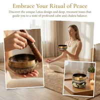 Miwayer Lotus Tibetan Singing Bowl Set, Unique Gift for Meditation Yoga Relaxation & Chakra Healing - Image 2