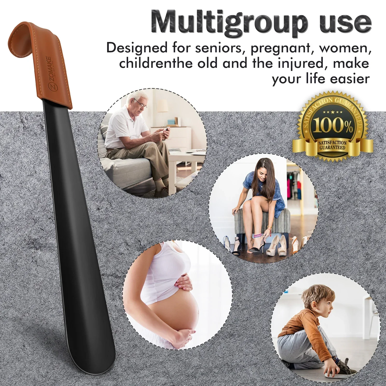 รูปสินค้า Shoehorn ช่วยใส่รองเท้า 42 ซม. สายหนังสแตนเลส