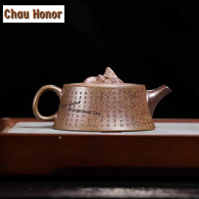 170ml Boutique Yixing Purple Clay Teapots Handmade Large Diameter Pot Raw Ore Agarwood Mud Kettle Zisha Tea Set Collection Gifts
