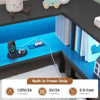 Twin Bed with Storage Drawers, Bookcase, Charging Station, LED Lights, and Daybed for Kids & Teens in Black 5