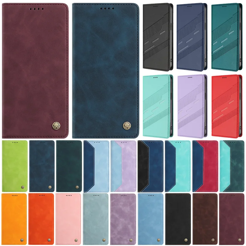 Luxury Solid Color Leather Magnetic Phone Case Cover - Enhanced Protection