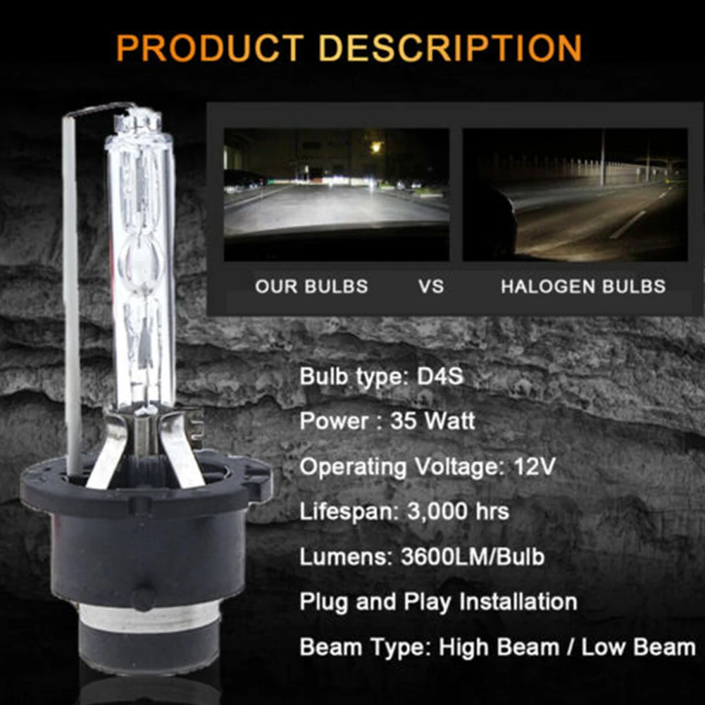 

Left Xenon Bulbs Headlight 2pcs 8000K D2S Waterproof IP68 For G37 2008-14 Coupe Sedan For Infiniti G35 2005-08