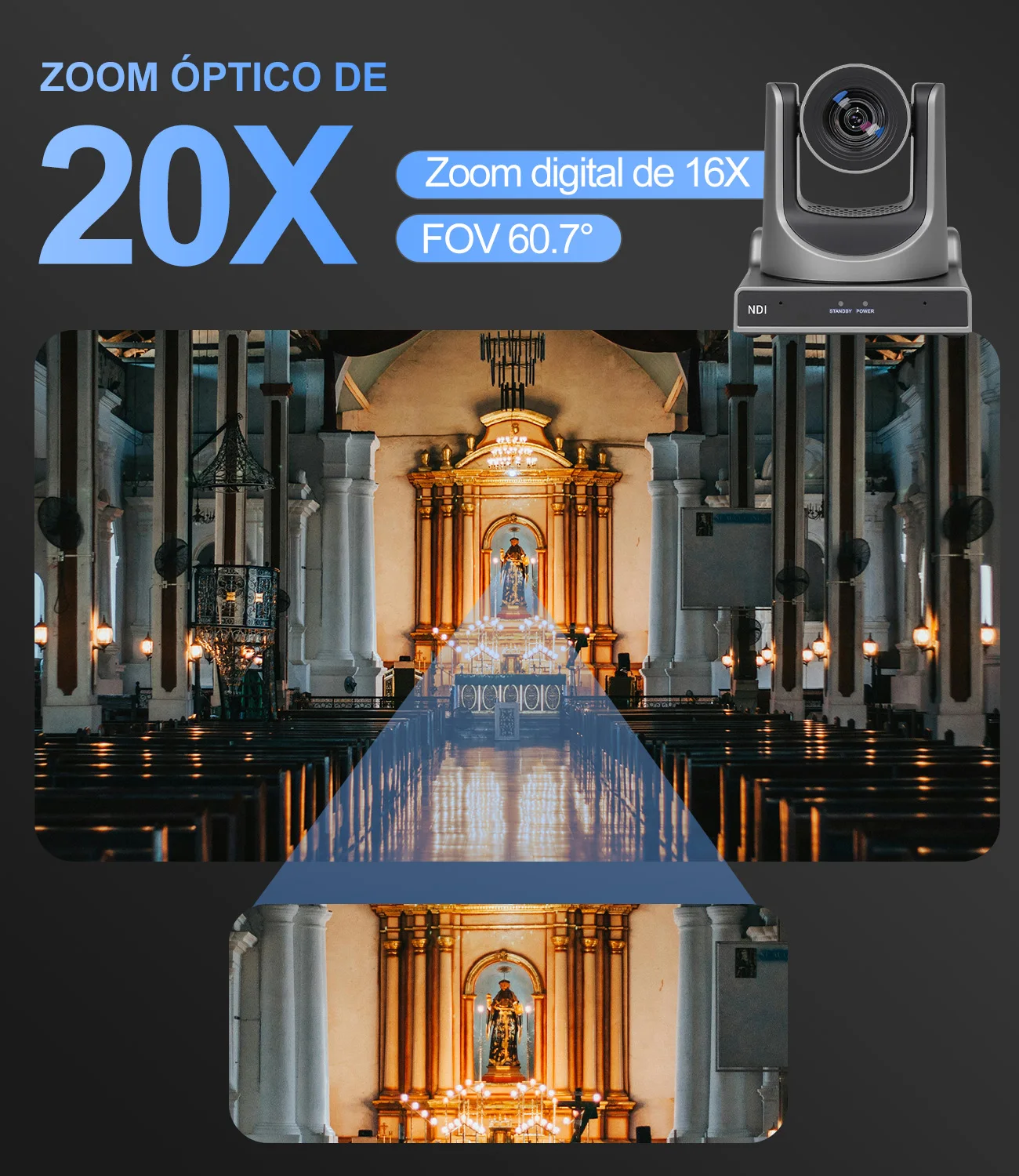 Kit telecamera per videoconferenze 1- 10pcs 1080P telecamera PTZ NDI Zoom 20X con rilevamento automatico Ai e controller per telecamera IP POE NDI Ptz da 1pc - immagine 3