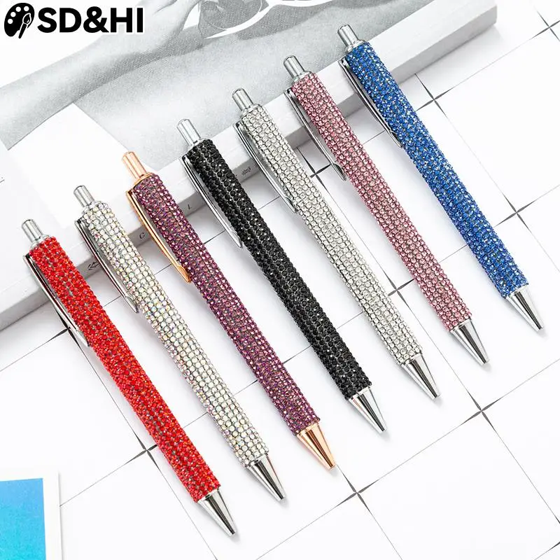 

Glitter Sequin Metal Pen Flash Crystal Pen Metal Pendant Ballpoint Pen Bullet 1.0mm Nib Refill Superior Office Writing Pen Tool