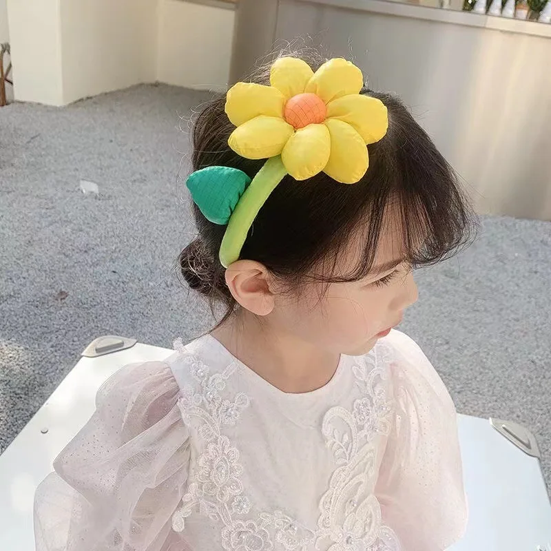 Korean 3D Flowers Sunflowers Girls Hair Bands Headbands For Spring Summer Baby Girl Birthday