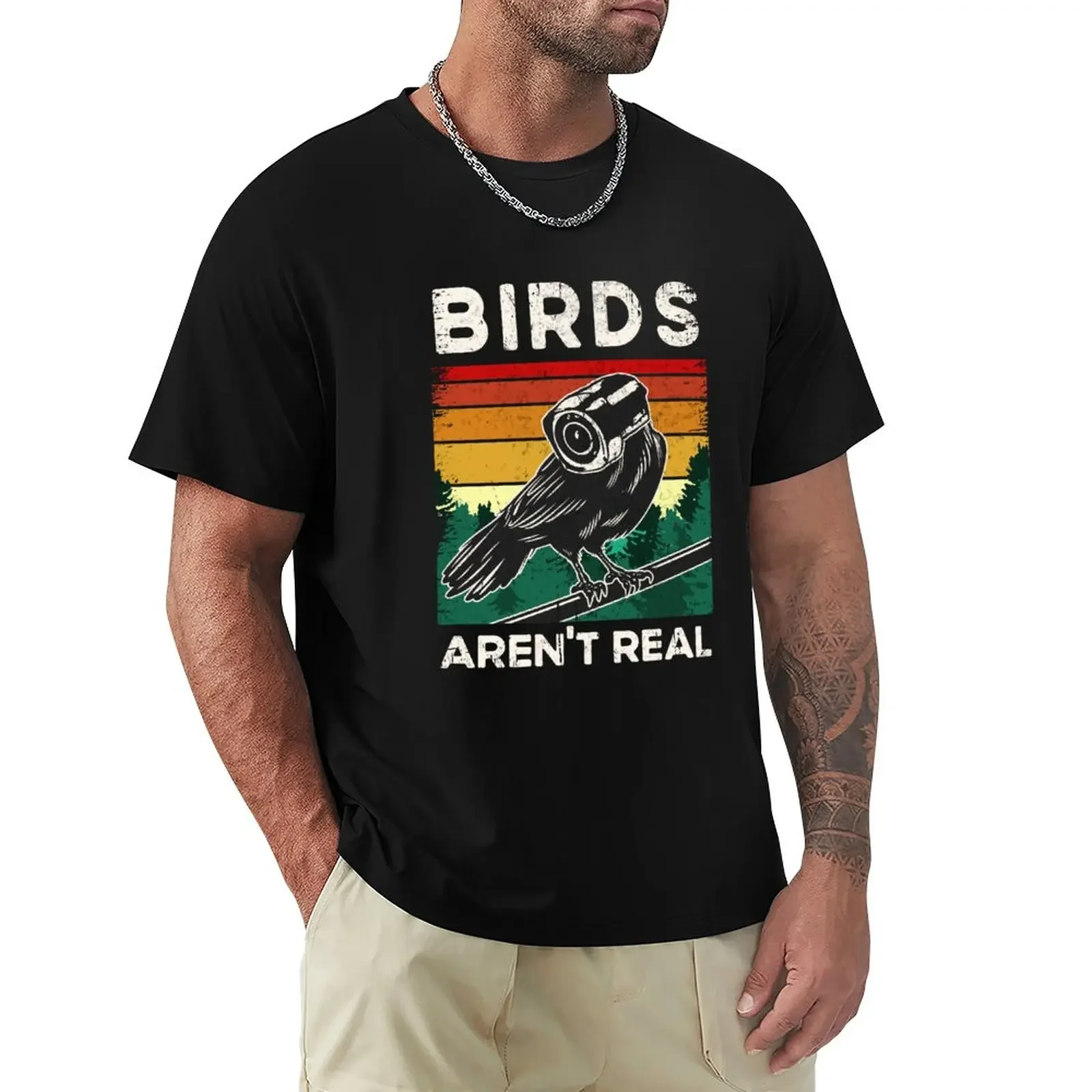 

Birds Aren't Real - Vintage Retro Bird T-Shirt oversized hippie clothes quick-drying mens t shirts