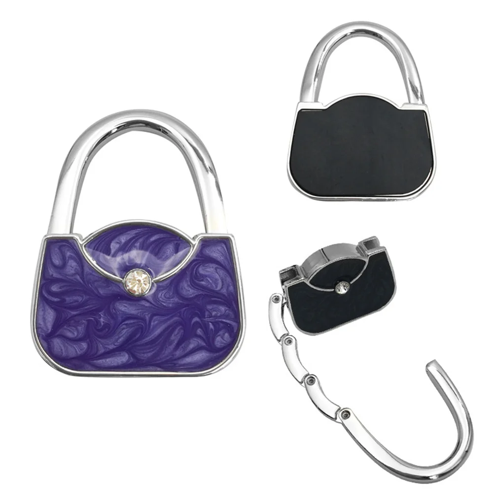 

Foldable Crystal Purse Hook Metal Alloy Handbag Hanger Table Bag Holder Storage Rack Portable Home Office Women Bag Decor Hook
