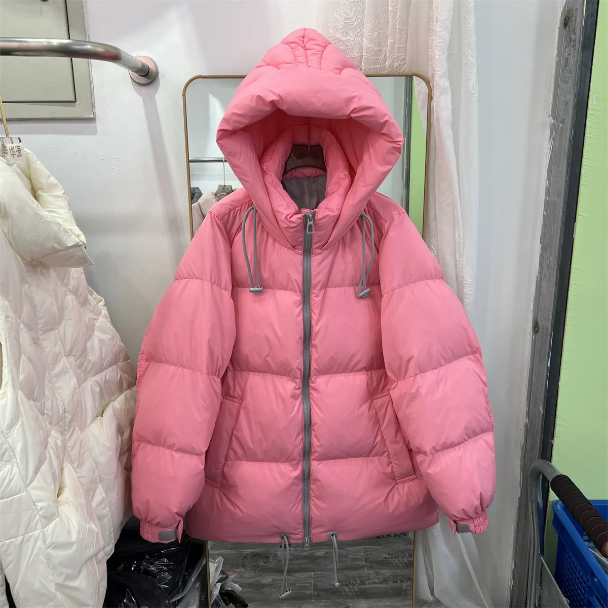 

Женский свободный пуховик с капюшоном, Повседневная теплая куртка на белом утином пуху с длинным рукавом, модель L564 на зиму, 2023