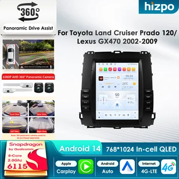 Radio para Auto Hizpo para Toyota Land Cruiser Prado 120 2002-2009 Lexus GX470, Reproductor Multimedia con CarPlay, Android Auto, Bluetooth, 4G, GPS y Cámara 360° 1