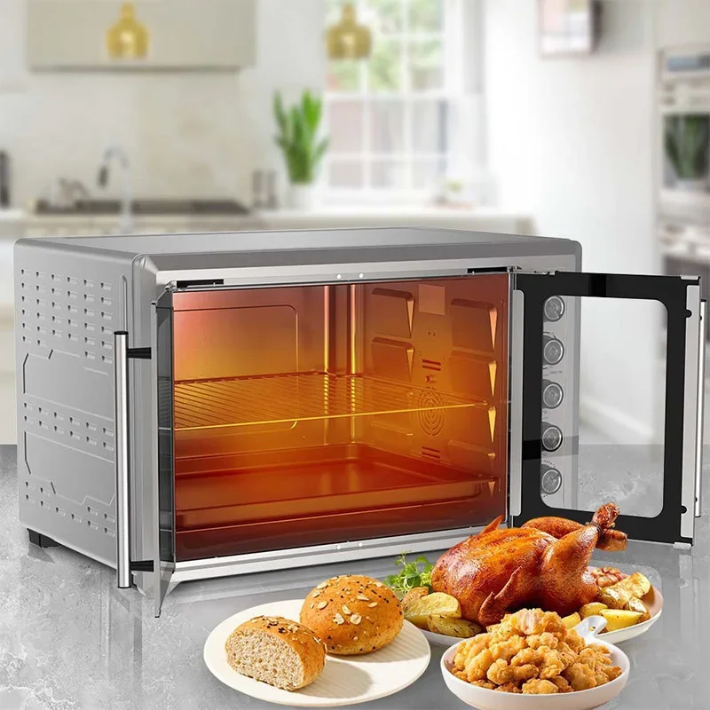 100L/120L household oven for baking roasted chicken pizza household stainless steel double door French oven