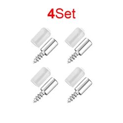 4-Piece Non-Slip Glass Partition Support Screws with Rubber Sleeves (4 Set)
