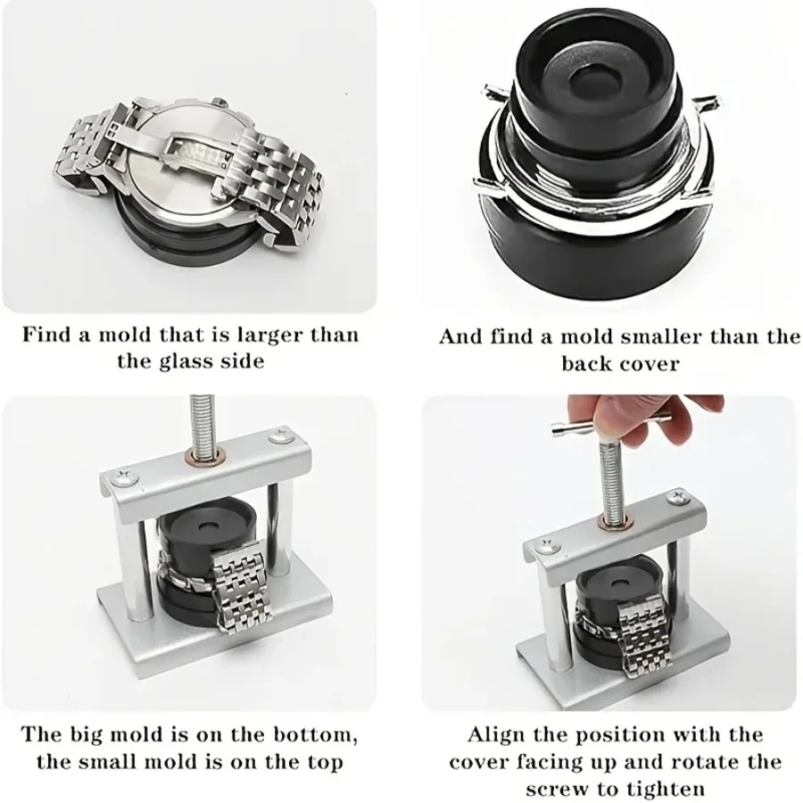 22-Piece Watch Repair Tool Set with Pressure Plates, Dust Cloth, and Cover Presser