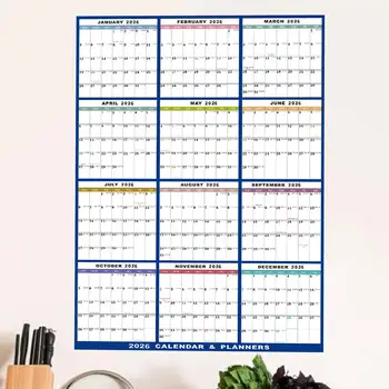Calendario da parete grande cancellabile 2026 Calendario annuale 24 x 36 pollici di 12 mesi, calendario cancellabile su entrambi i lati, pianificatore di pianificazione del lavoro