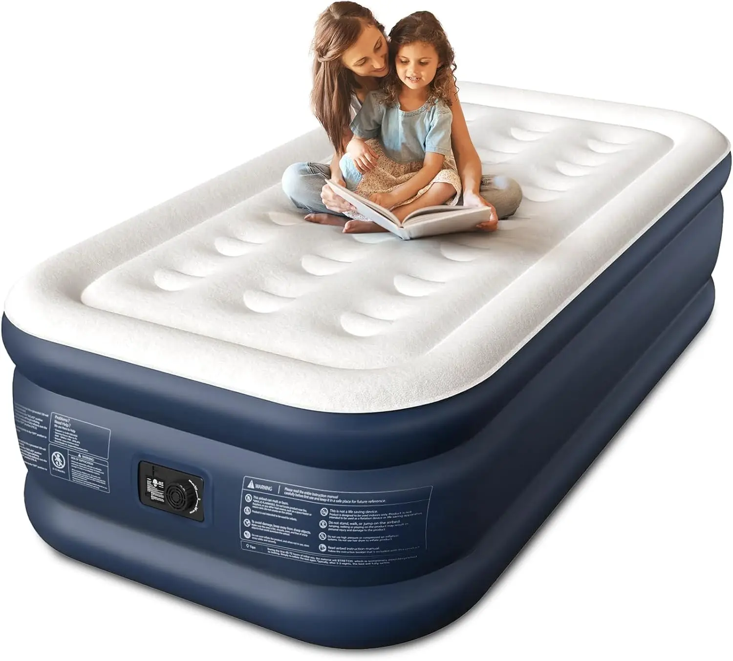 Twin XL Air Mattress with Built-in Pump, 18" Height, 80" Length, Leak-Proof, Supports 500 lbs for Home and Camping