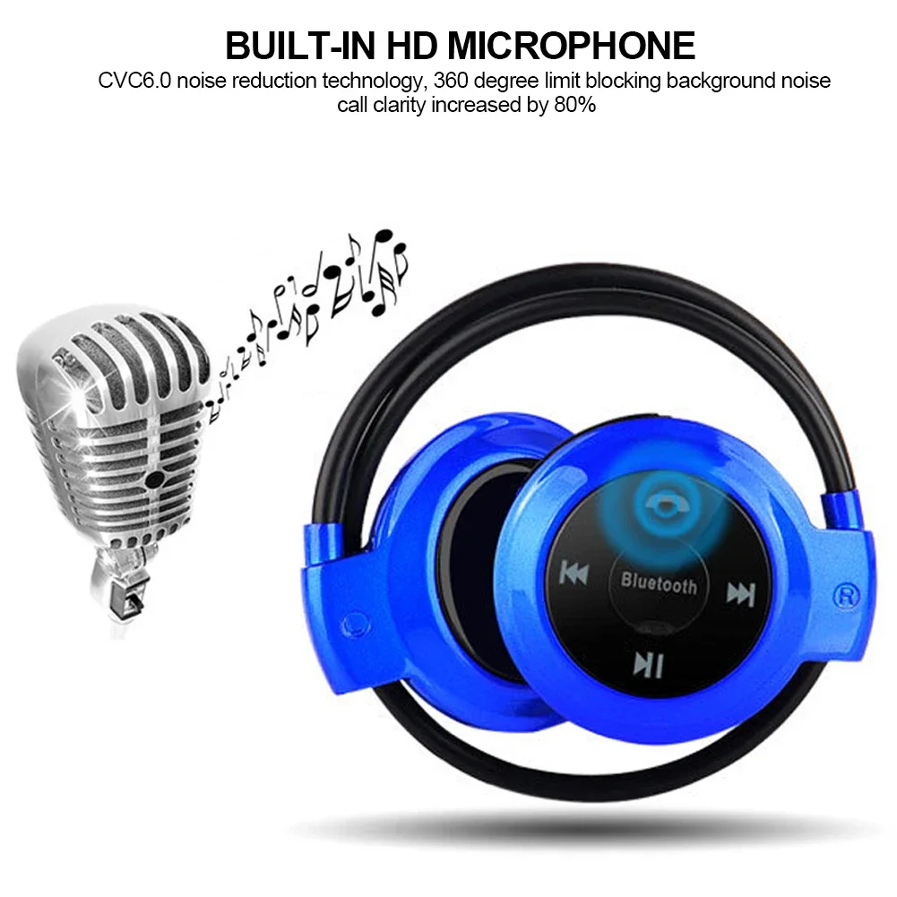 Compact Wireless Bluetooth Headphones with TF Card Slot and Built-in Radio – Foldable Stereo Sport Headset with Hands-Free Hook