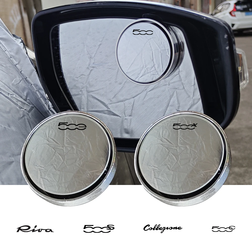 Specchietto Retrovisore Ausiliario Per Punto Cieco Con Cornice Rotonda Grandangolare Per Fiat 500 Rosso 500C 500E 500L 500S 500X 500Xl Riva Dolcevita