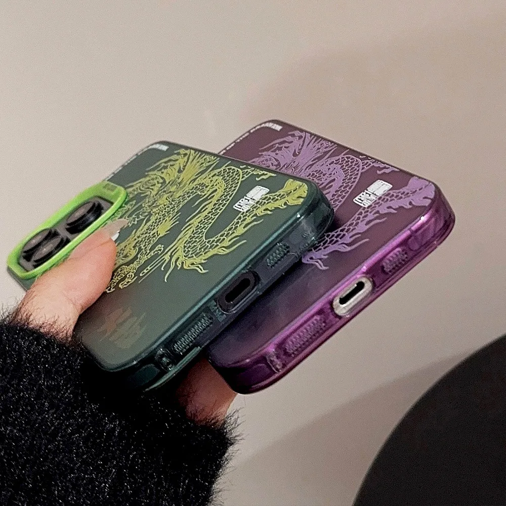 Luxury Dragon Embossed Anti-Fall Matte Phone Case