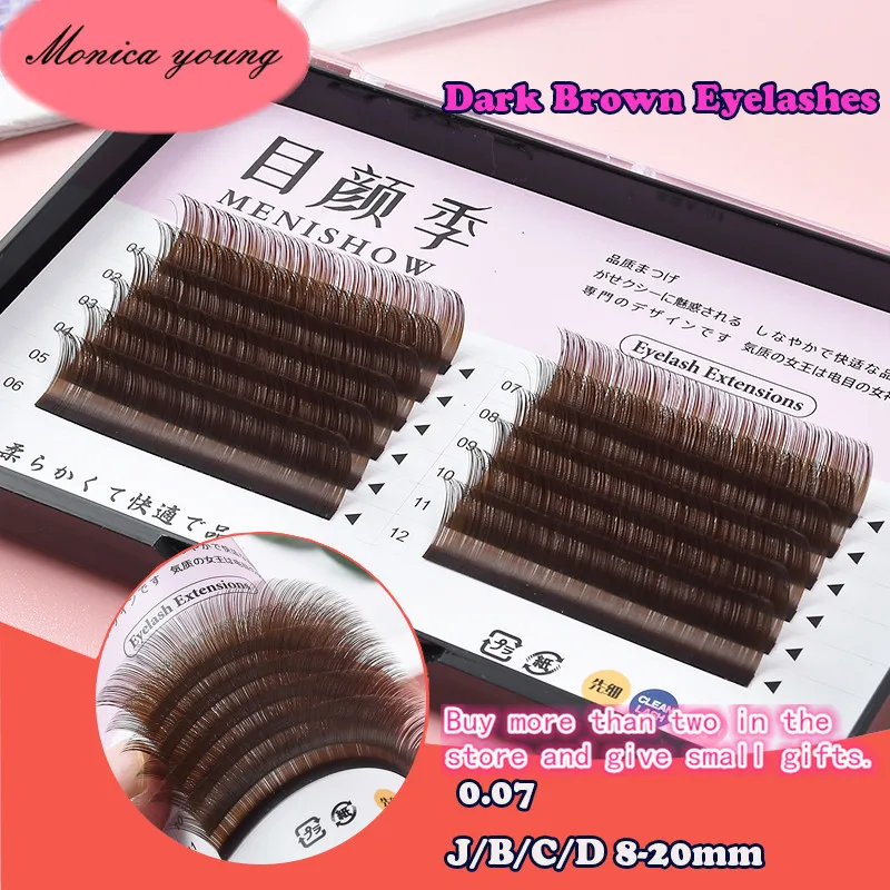 

Color Lash Extensions Mix 8-20mm Dark Brown Eyelash Extension 12 Rows 0.07J/B/C/D Colorful Natural Mink False Individual Lashes