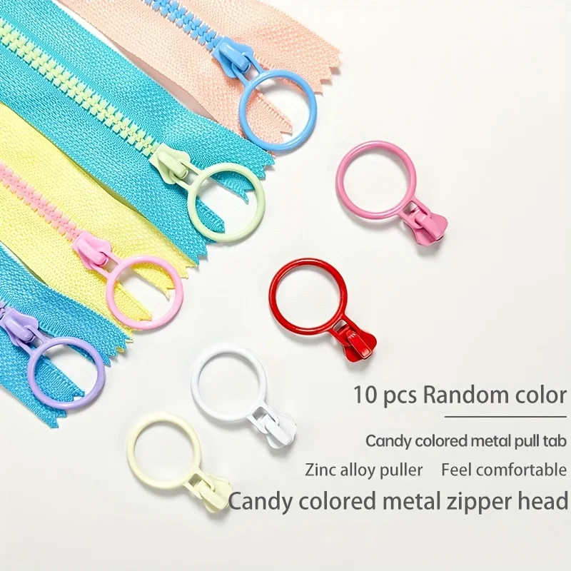 10 pcs3# Metal Zipper Pullers for Stationery Pen Bags Shoes Boots Bags