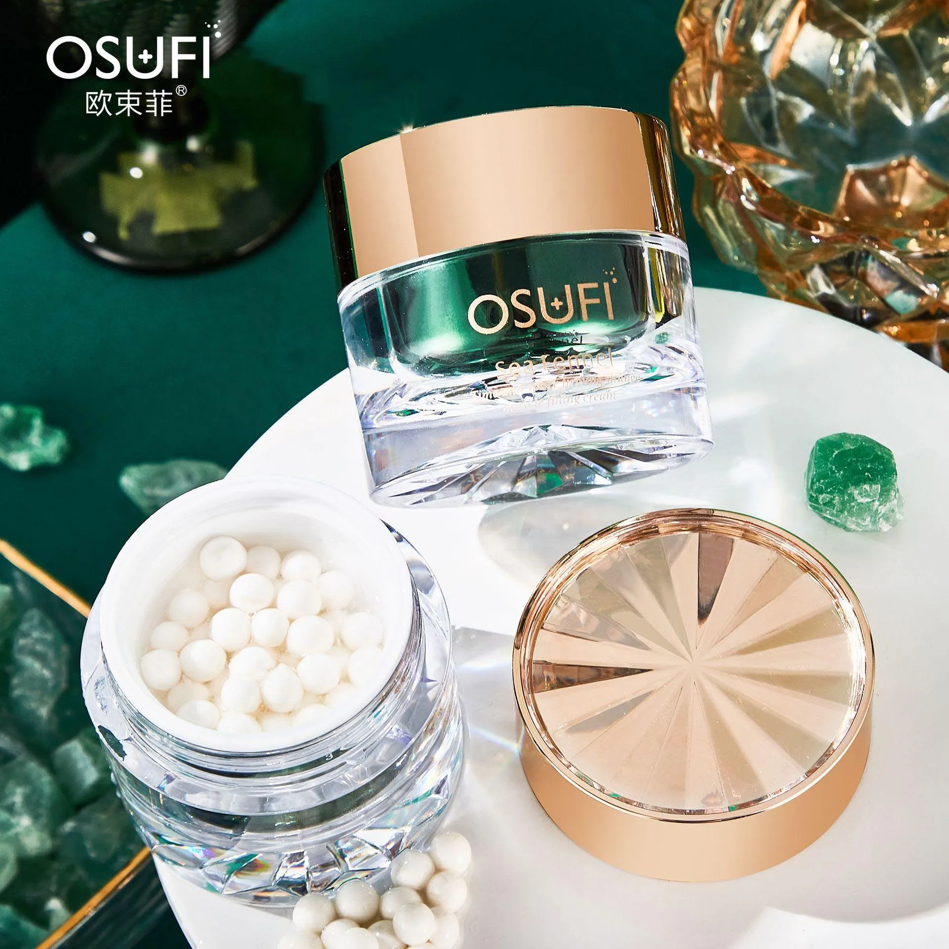 OSUFI Sea Fennel Filling Face Cream Pearl Whitening Cream Firming Moisturizing Wrinkles Cream Women's Facial Delicate Skin Care