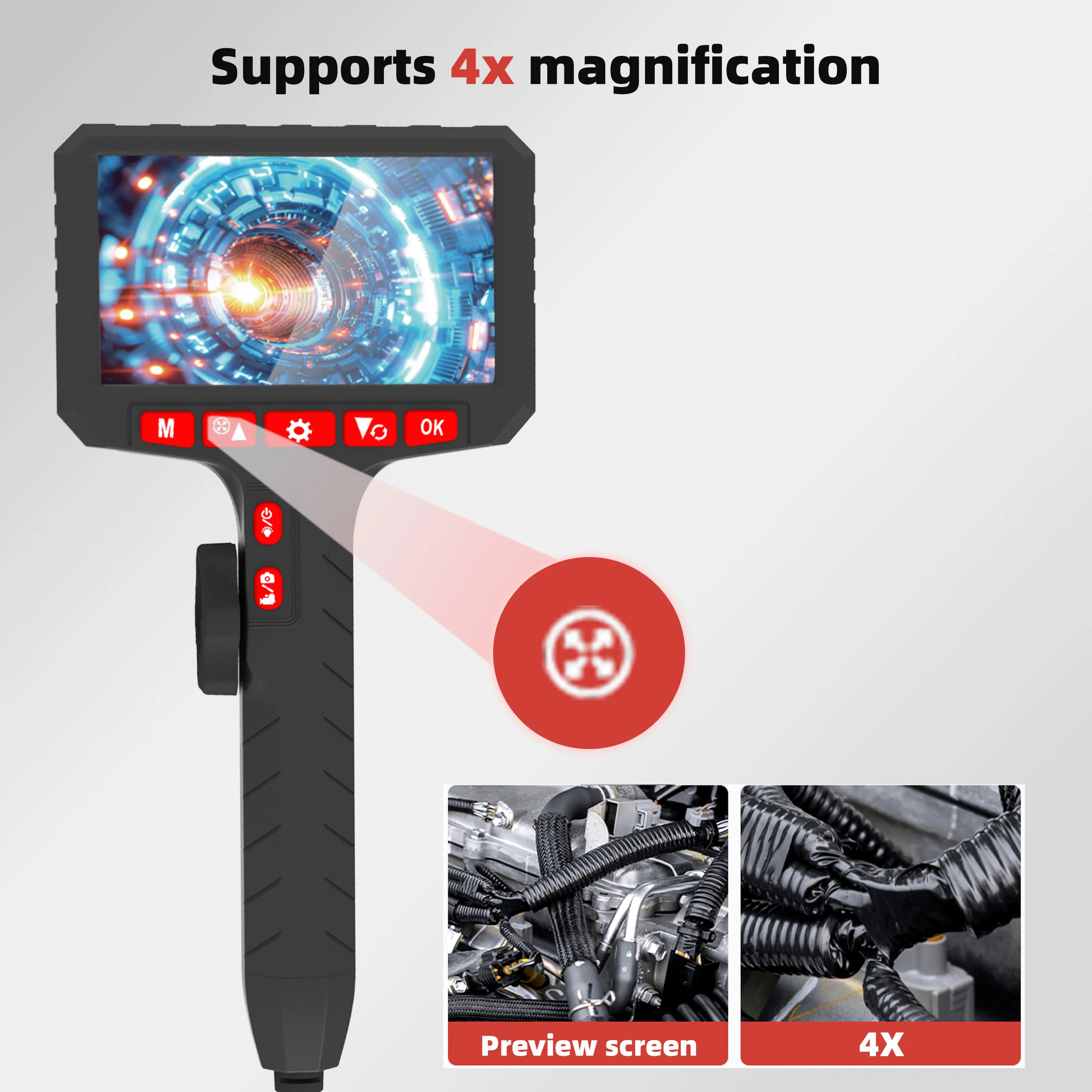 LAFOCH 5inch  Borescope, 3.9mm Camera, HD 1080P with LED Illumination for Automotive Repair, Plumbing Inspection 3
