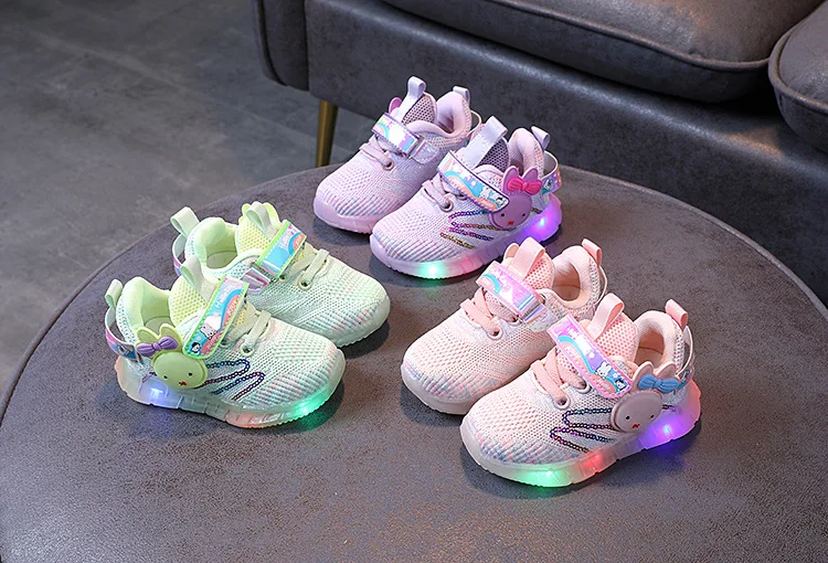 Bebe Shoes Sneakers Kids Shoe LED Lit Girls Sports Shoes 23 Spring