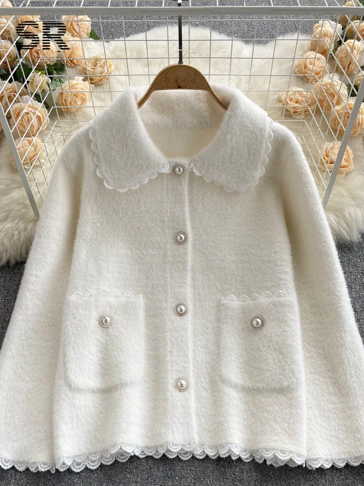 Singreiny Button Pocket Warm Cardigans Winter 2022 Women Peter Pan Collar Long Sleeves Casual