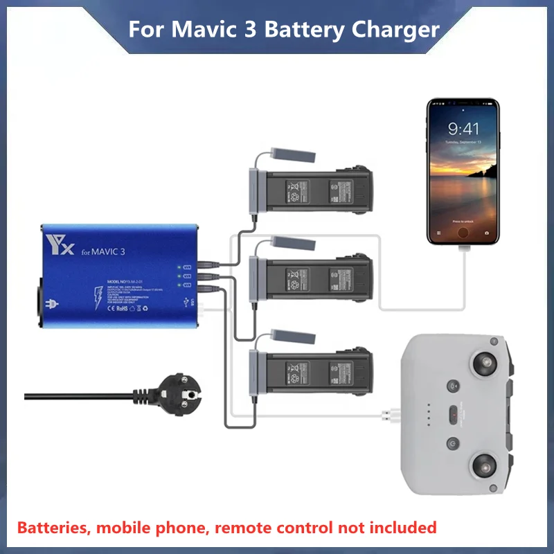 Drone Battery Charger 5in1 For Mavic 3 Controller/Battery/Smart Phone