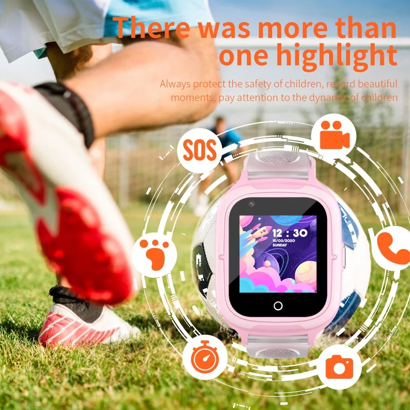 Wonlex 스마트 워치 어린이 스마트 워치, 4G SOS 영상 통화 온도계, 심박수 모니터, KT23T, GPS, WiFi 위치 추적기