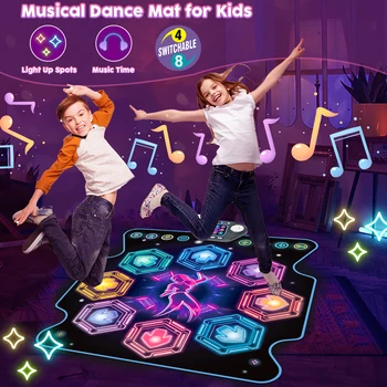 VATOS Dance Mat for Kids 27 Levels 8 LED Keys Bluetooth 5 Game Modes Built-in Music Ages 3+ Years Outdoor Fun Party Toys 3