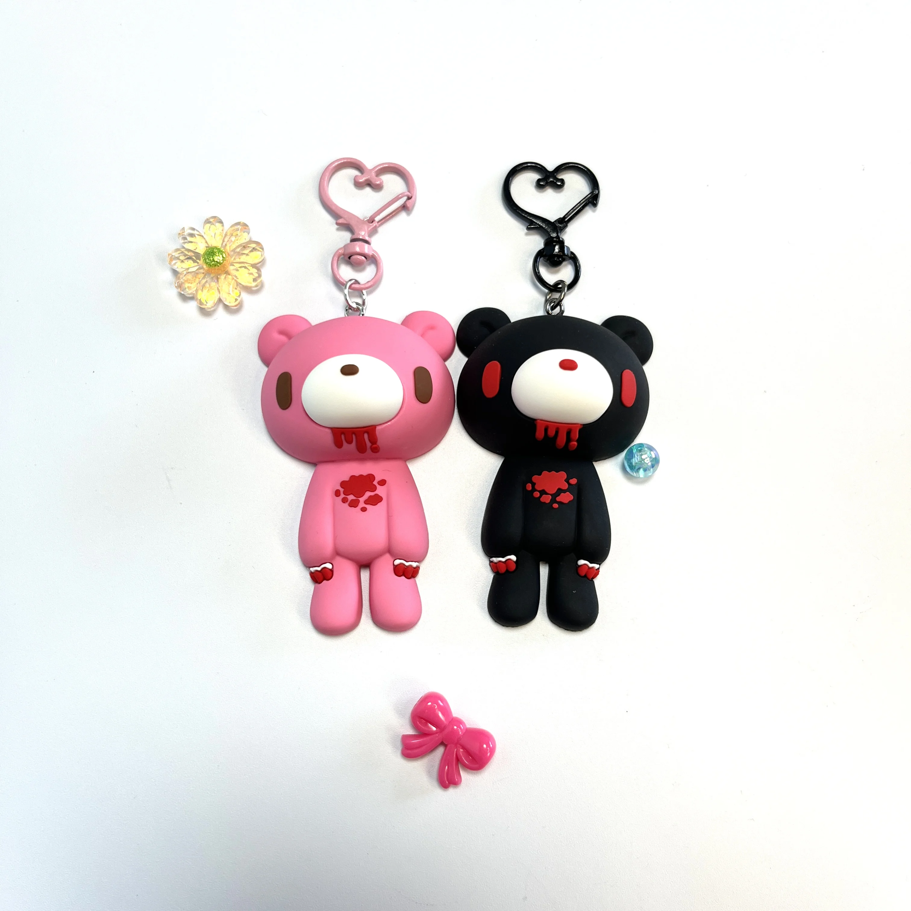 Gloomy Bear Couple Keychains – Creepy Cute Horror Teddy Charms, Kawaii Goth Bag Pendant, Fan Accessory & Birthday Gift