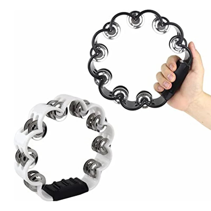 2PCS 8.5 Inch Plastic Tambourine, Flower Tambourine Percussive Tambourine Musical Instrument School Party-ABAF