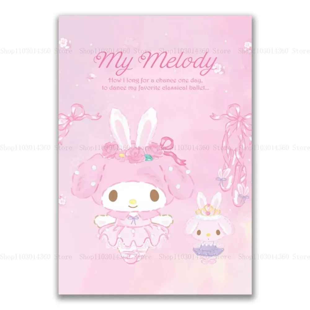 thumbnail image 1 of Póster adhesivo de dibujos animados Kawaii My Melody, pintura colgante de pared, exhibición de escritorio, decoración del hogar, material impreso de alta calidad, 1 of 5