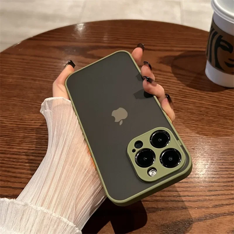 Luxury Shockproof Matte Phone Case with Transparent Bumper Cover