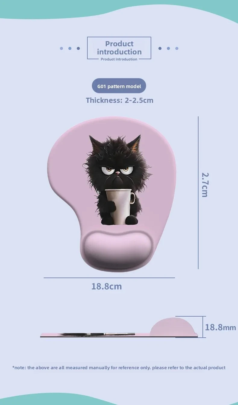 Cartoon Animal Ergonomic Silicone Mouse Pad with Comfortable Wrist Support for Home Office