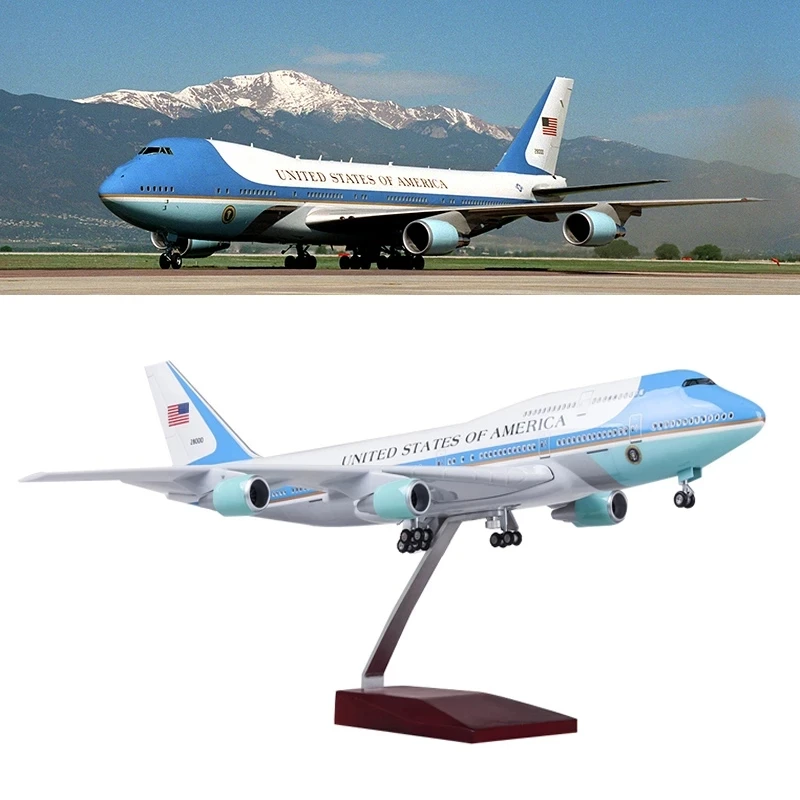 【未使用】大きい！飛行機模型　約47cm　　エアフォースワン 47CM飛行機模型玩具B747エアフォースワン航空機、ライトホイール