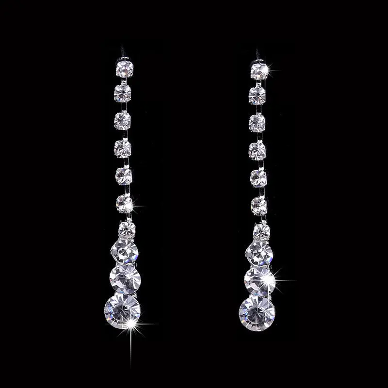 Classic Fashion Banquet Wedding Jewelry Set for Women Charm Tassel Crystal Zircon Necklace Earrings Set of 2 Anniversary Gift bridal jewelry sets
