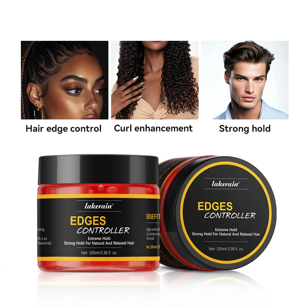 100ml/3.38 fl. oz. Edge Control Hair Gel Strong Hold Thick Edges Styling Gel Non-Greasy Non-Flaking Hair For All Types