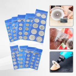 Disques de disque de coupe, outil rotatif, Mini diamant tranchant, 20/22/25/30mm, 12 pièces, bricolage, accessoires pour Dremel avec 2 tiges 