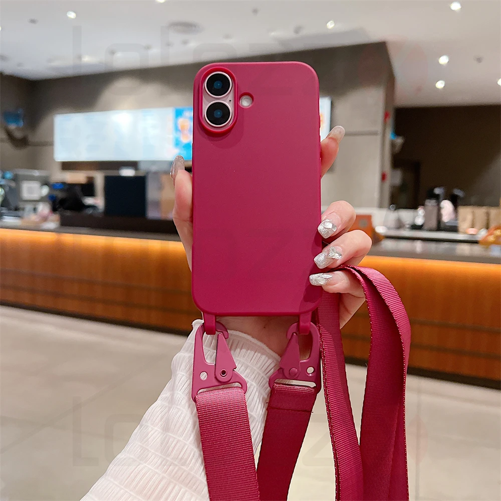 Luxury Crossbody Necklace Cord Strap Case For iPhone 16 15 14 12 11 13 Pro Max XR X XS 7 8 Plus Soft Shockproof Protection Cover_voghion.com