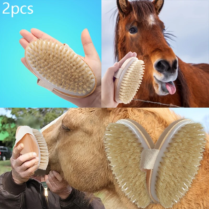 2pcs Natural Horse Hair Detangling Brushes 1