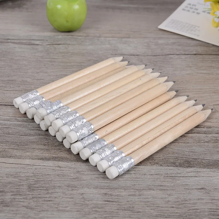 100 Pcs 지우개가있는 미니 간단한 나무 연필 어린이와 어린이를위한 짧은 연필 10cm 쓰기 papelaria 학교 사무용품