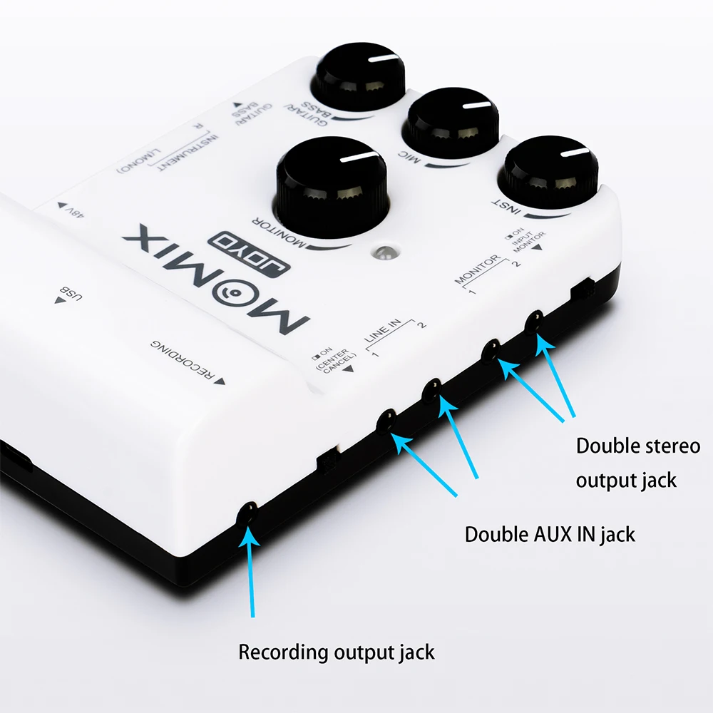 MOMIX USB Mobile Device Sound Card 48V Phantom Power Dual Monitoring Output Inte