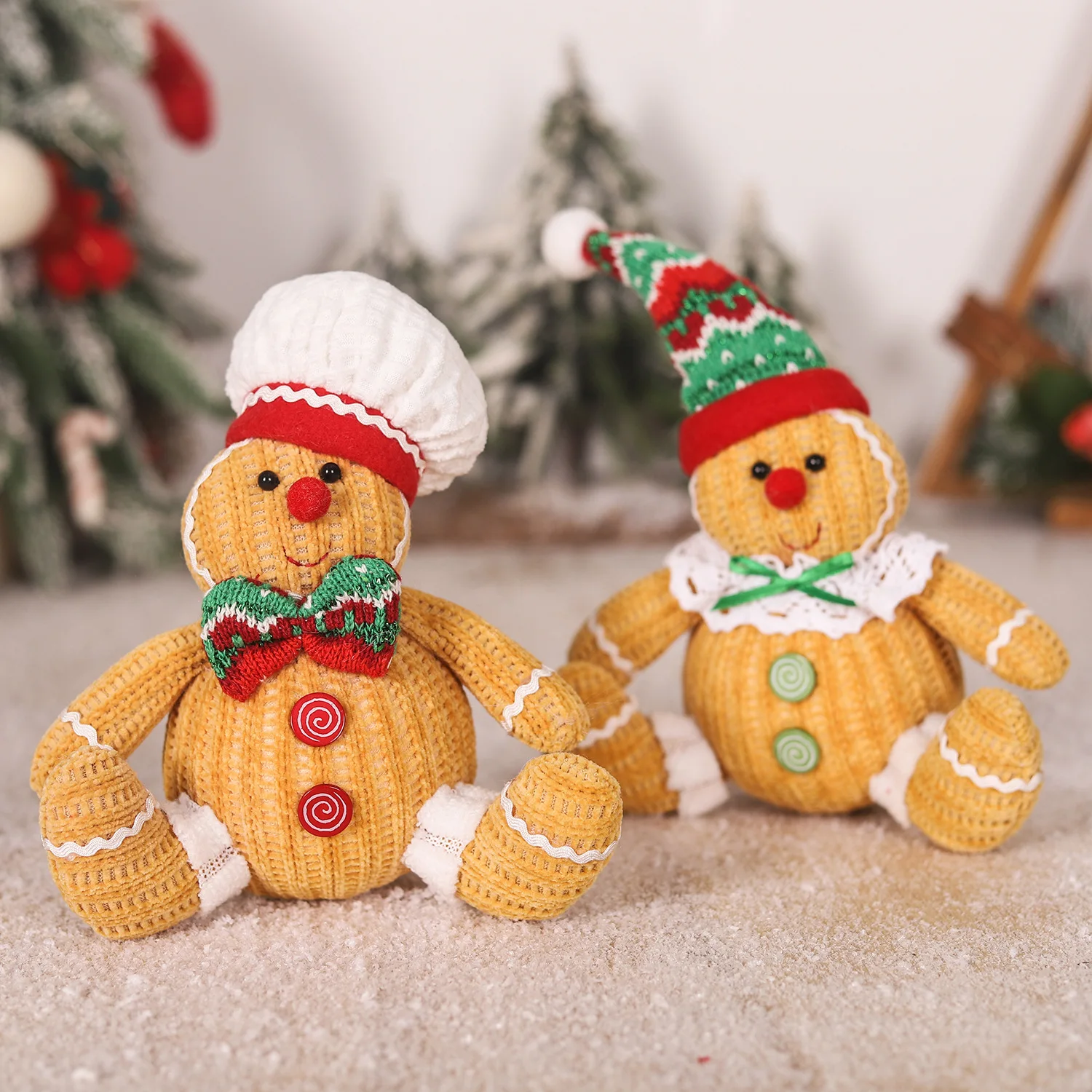 Christmas Gingerbread Doll Sitting Posture Cartoon Chef Hat Biscuit Man Pendant Merry Christmas Decor for Home Xmas Ornaments