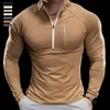 2024 New Men's Sports Gym Fitness Tops Running Training Clothes Round Neck Quick-drying Breathable Long-sleeved T-shirt Autumn 4
